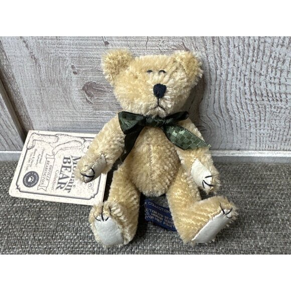 Boyds Bear Mohair Bear Collection Orville Bearington Jointed Plush Green Bow - Picture 1 of 11